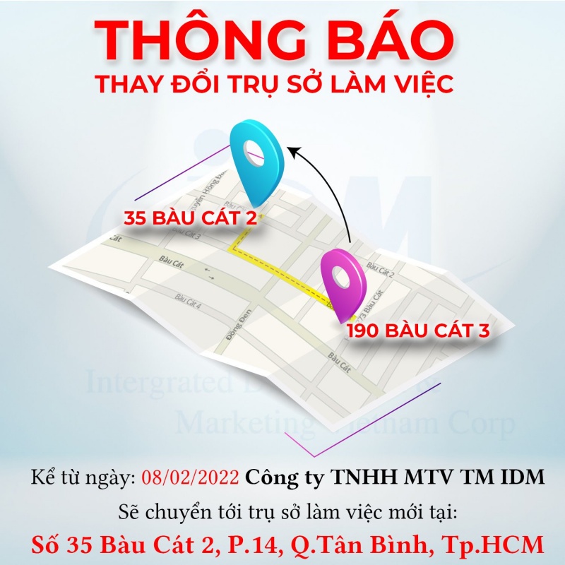 IDM Việt Nam trân trọng thông báo: thay đổi địa điểm trụ sở công ty tại TP.HCM